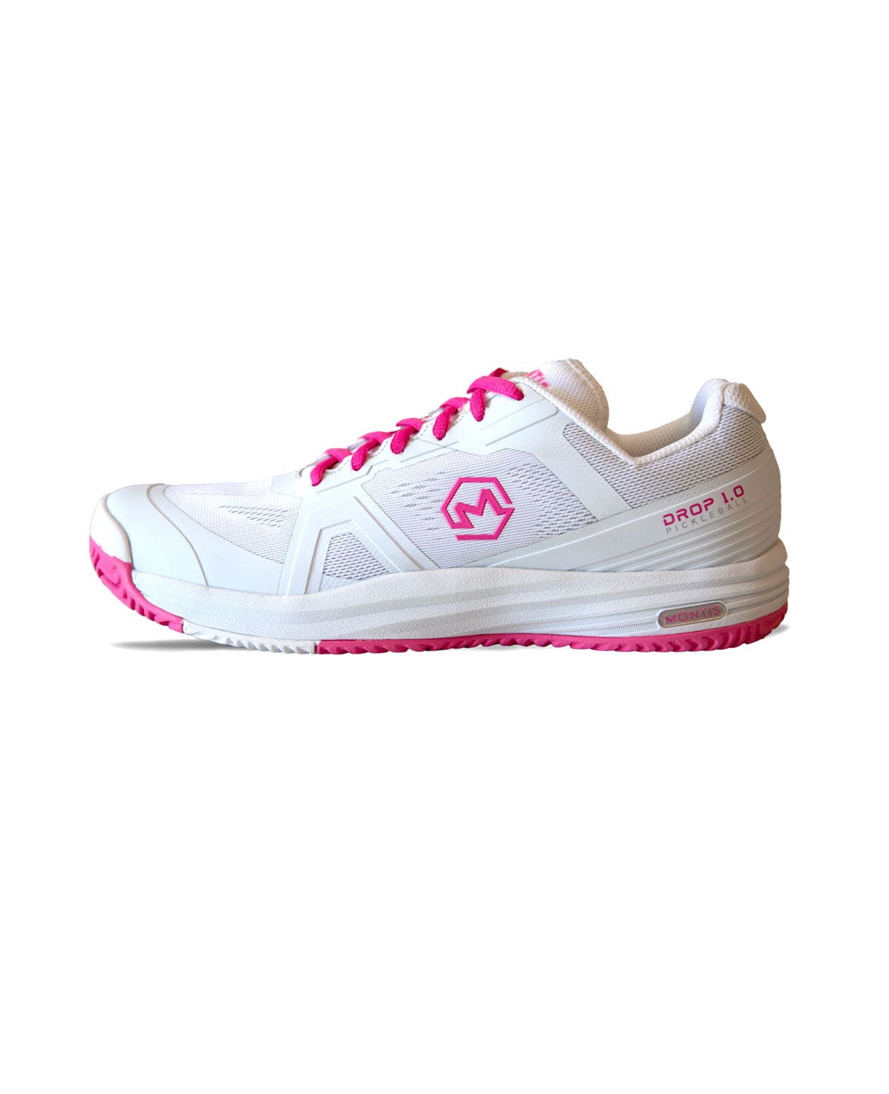 White & Pink Drop 1.0 Pickleball Shoes
