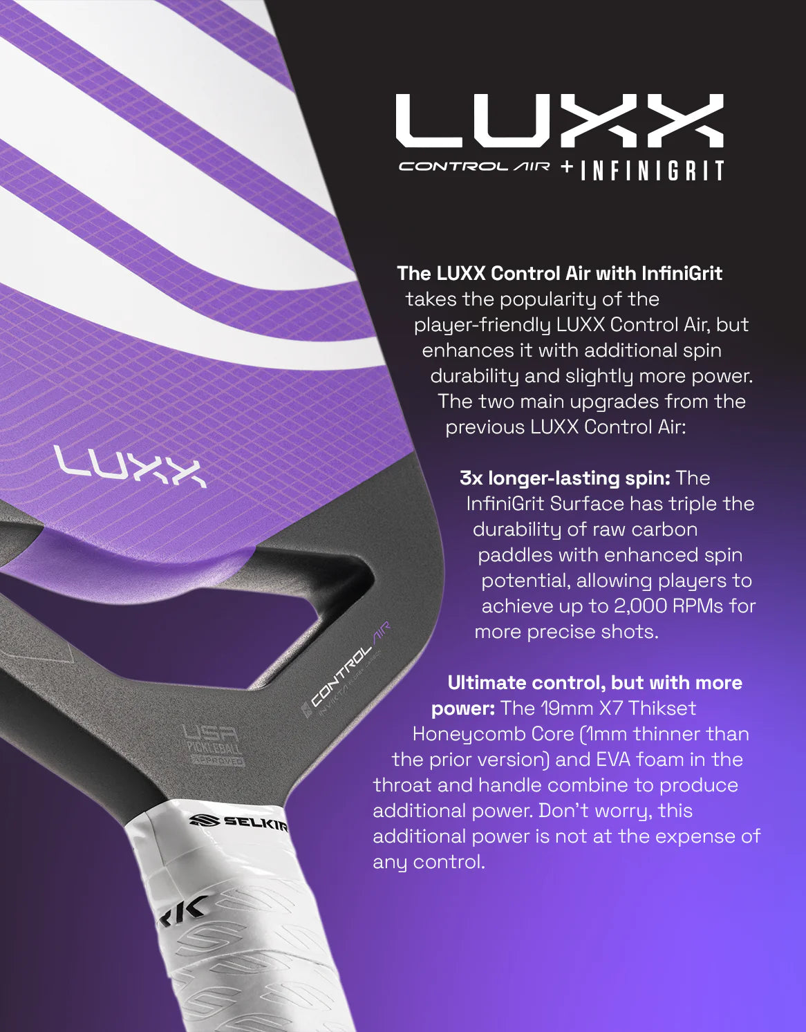 Selkirk Luxx Invikta Control Air with InfiniGrit Pickleball Paddle