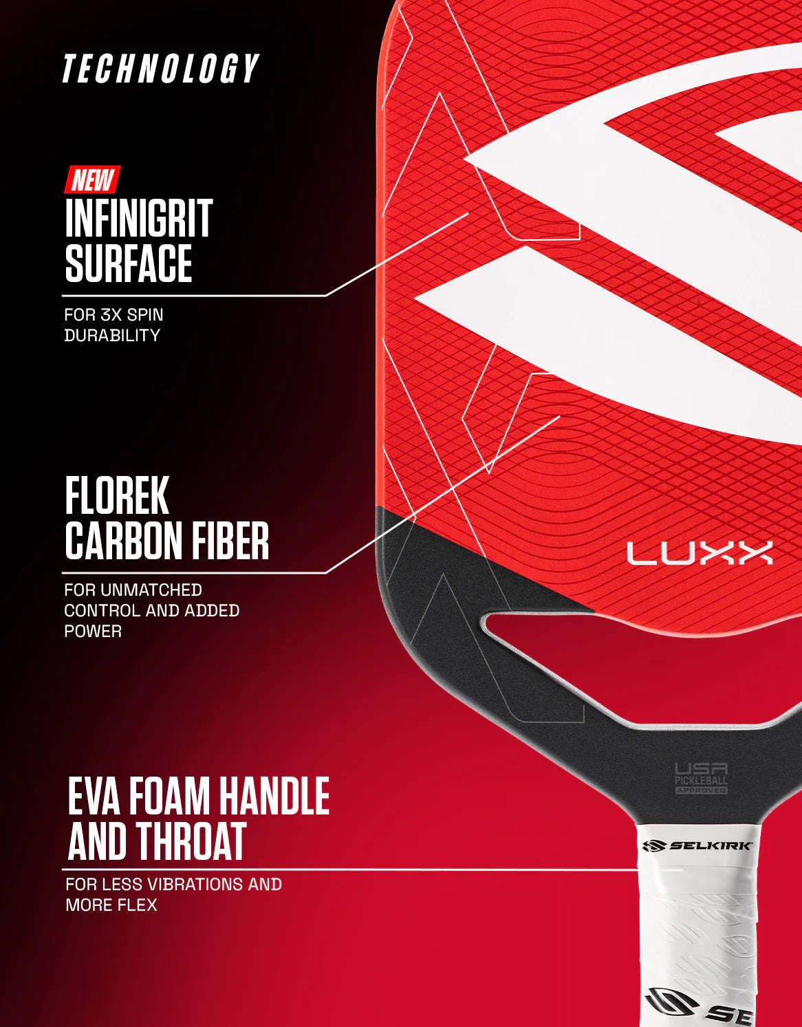 Selkirk Luxx Invikta Control Air with InfiniGrit Pickleball Paddle