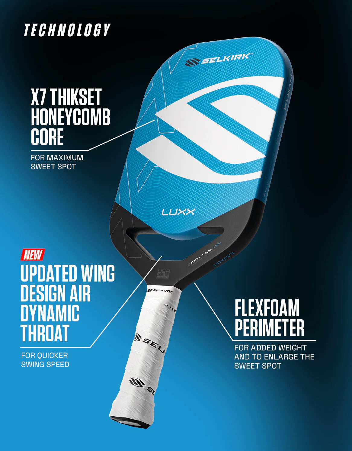 Selkirk Luxx Invikta Control Air with InfiniGrit Pickleball Paddle