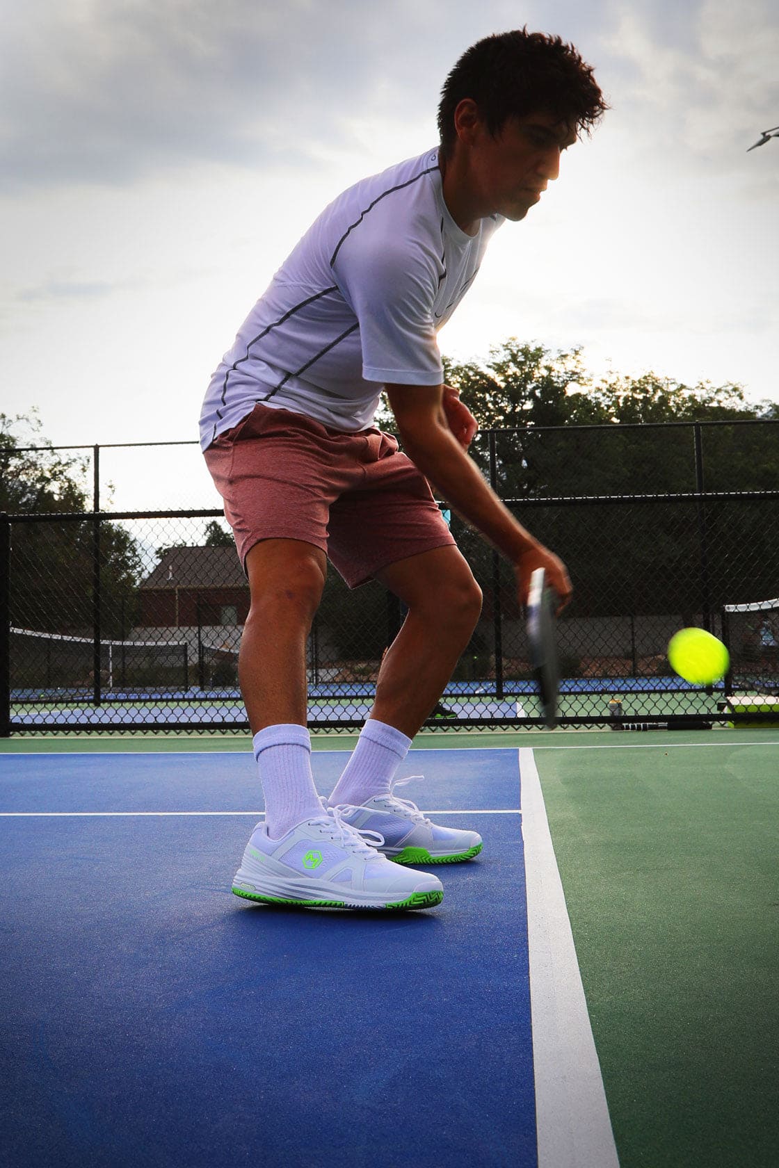 White & Green Drop 1.0 Pickleball Shoes