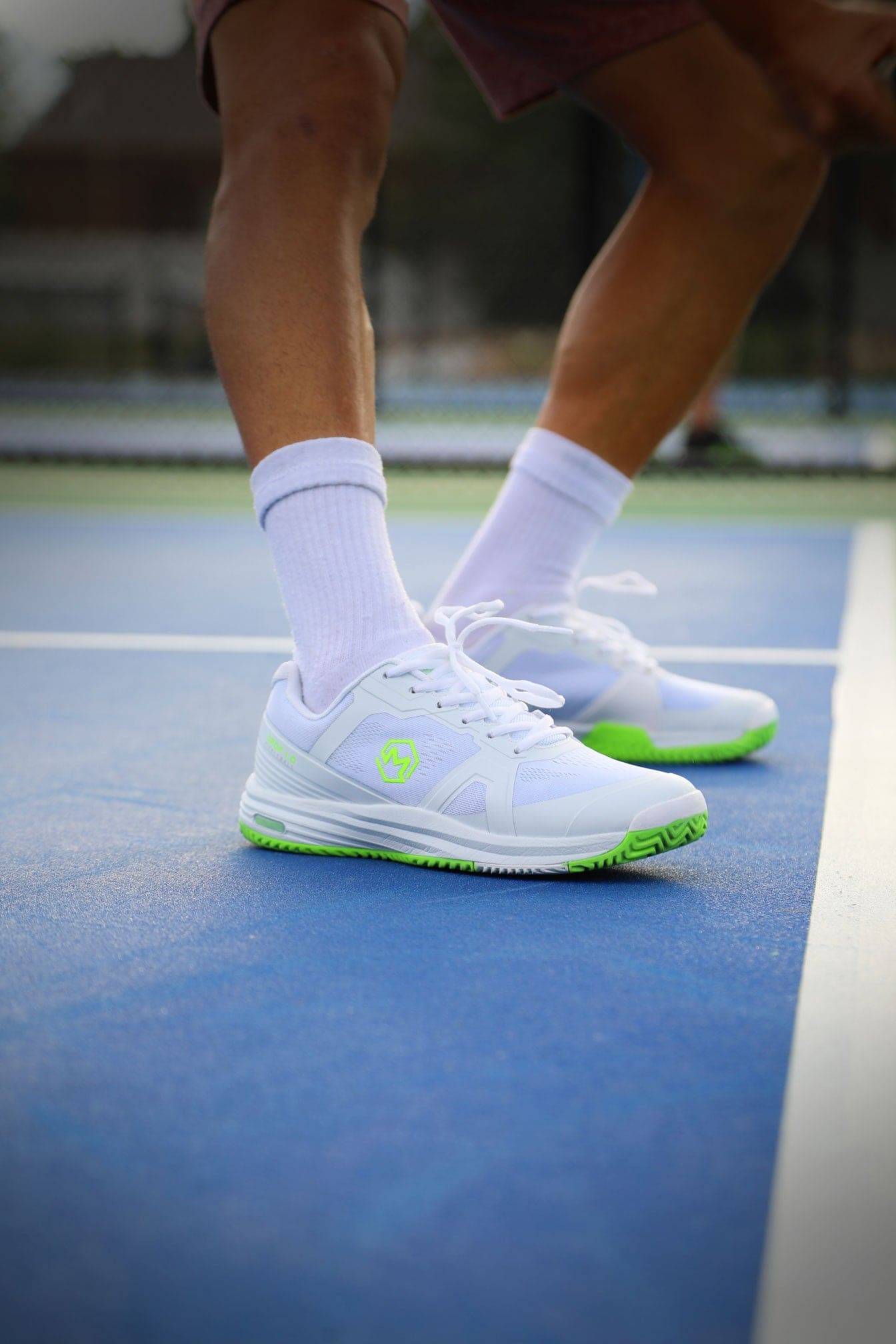 White & Green Drop 1.0 Pickleball Shoes