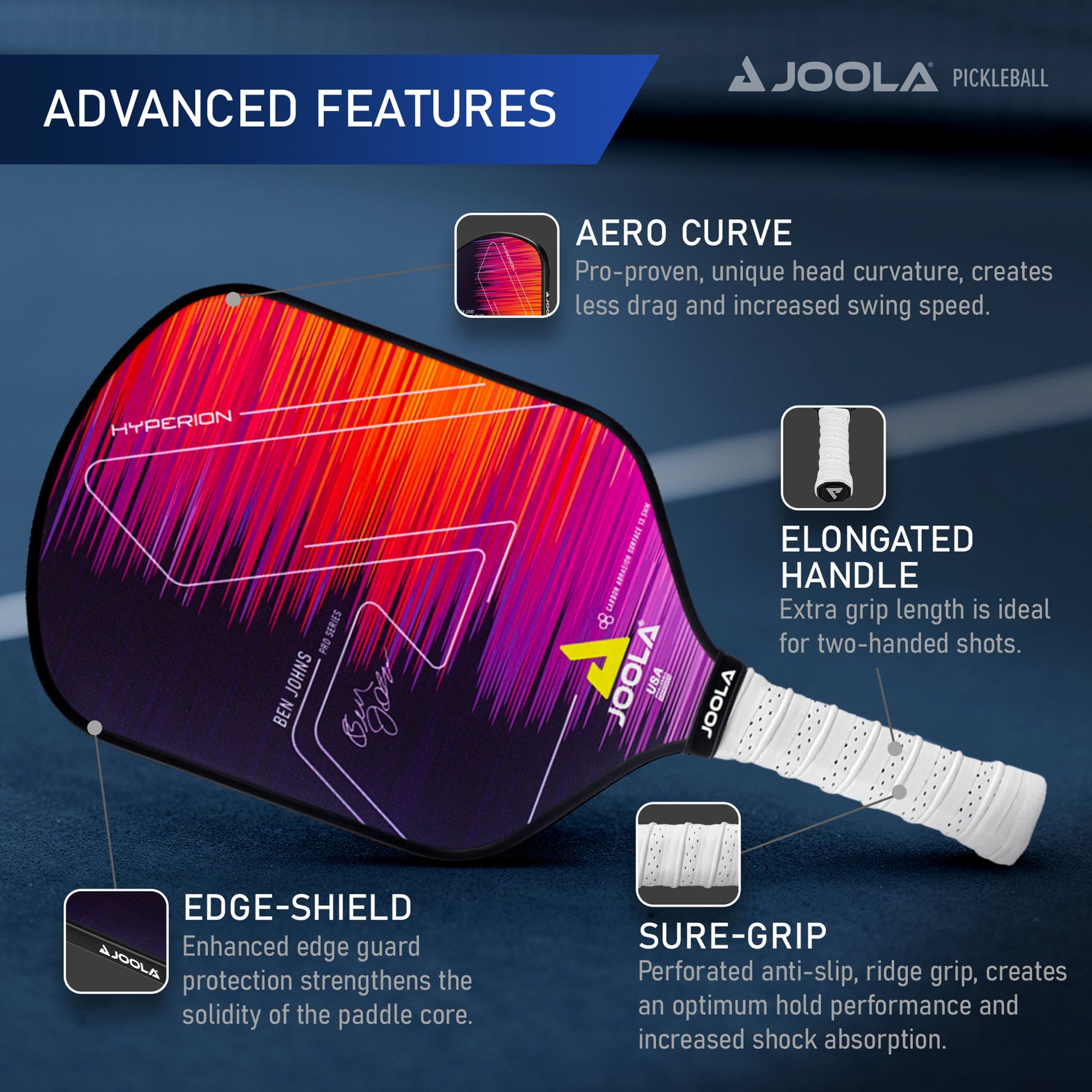 JOOLA Ben Johns Hyperion CAS 13.5 Pickleball Paddle